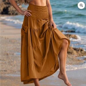 Boho high waisted flowy skirt size large new